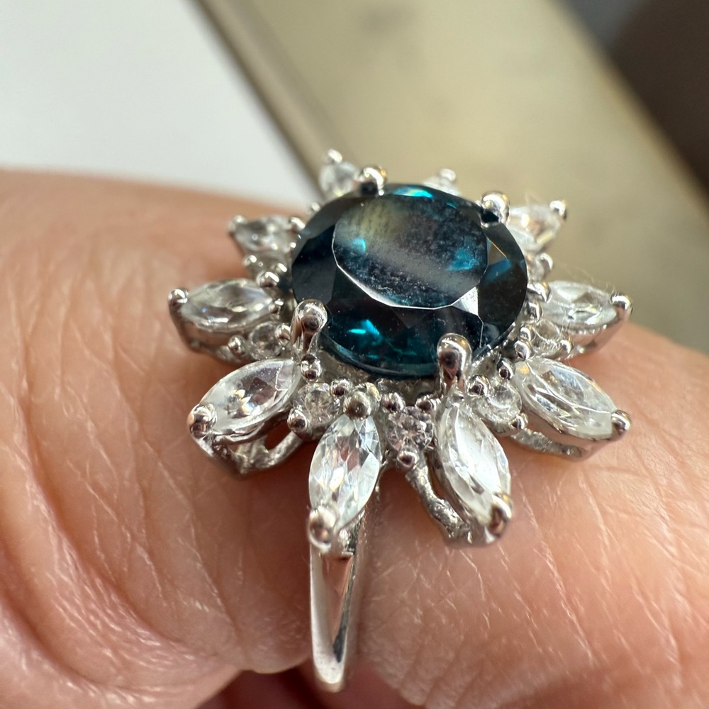 Elegant Silver and Blue Gemstone Ring